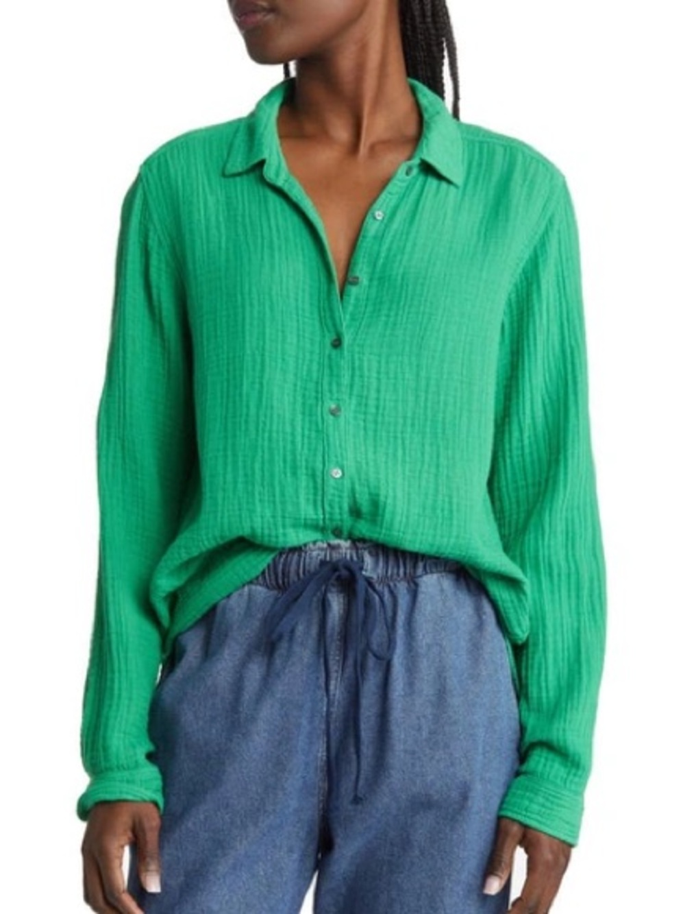 XIRENA
Scout Cotton Gauze Button-up Shirt In Lily Pad